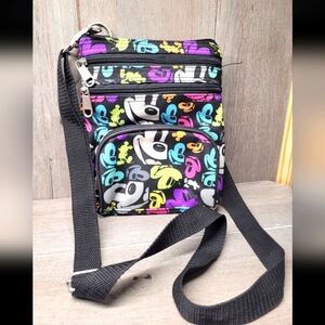 Disney Parks Colorful Pop Art Faces Mickey Mouse Crossbody Purse Bag Handbag